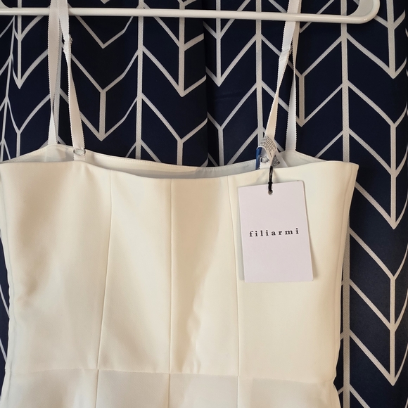 Strapless White Maxi Dress with Scalloped Front Slit Detail - Picture 6 of 7